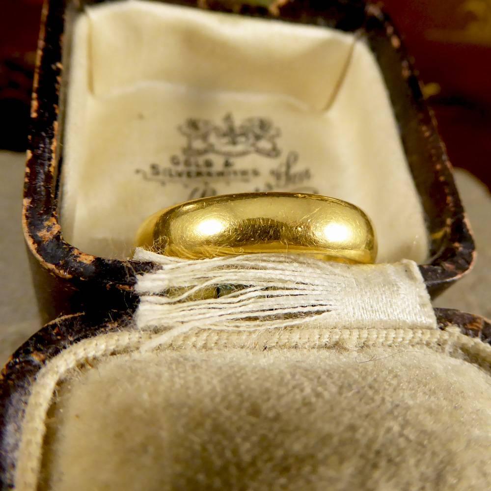 A very stylish and timeless classic when it comes to Wedding Rings, this 22ct Yellow Gold band was crafted in the Victorian Era with very clear hallmarks. Domed on the outside and slightly curved on the inside for everyday comfort. It will sit