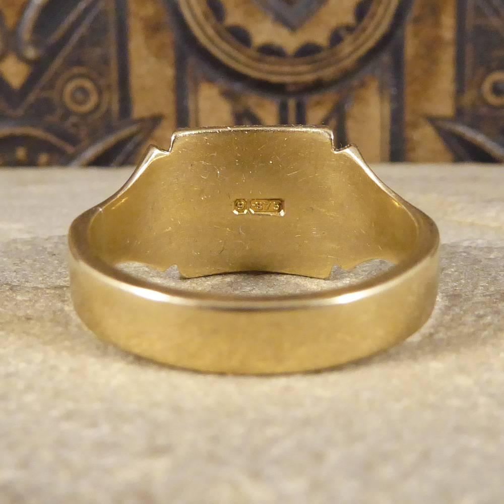 Women's or Men's Art Deco Square Faced Signet Ring in 9 Carat Gold