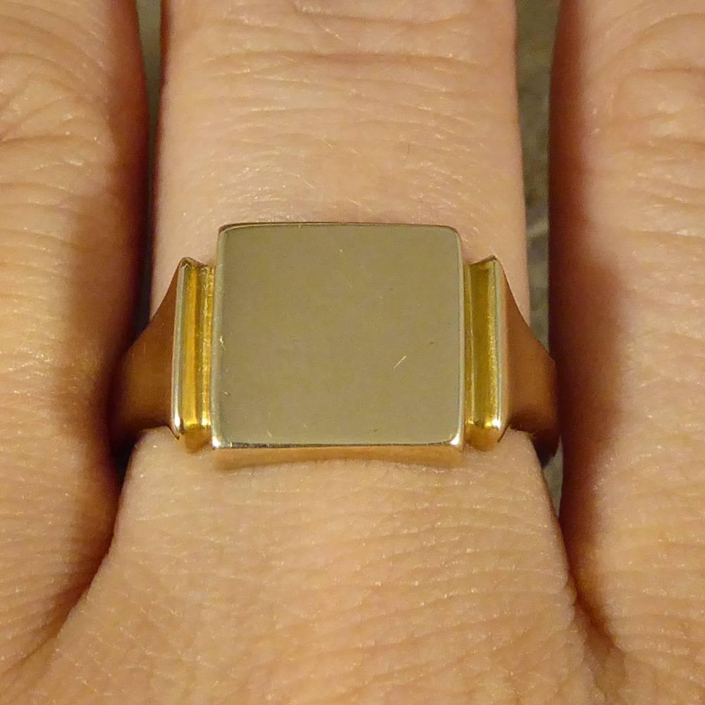 Art Deco Square Faced Signet Ring in 9 Carat Gold 3