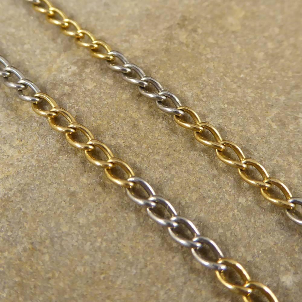 Edwardian Albert Chain Bracelet or Choker Necklace in 18 Carat Gold and Platinum In Good Condition In Yorkshire, West Yorkshire