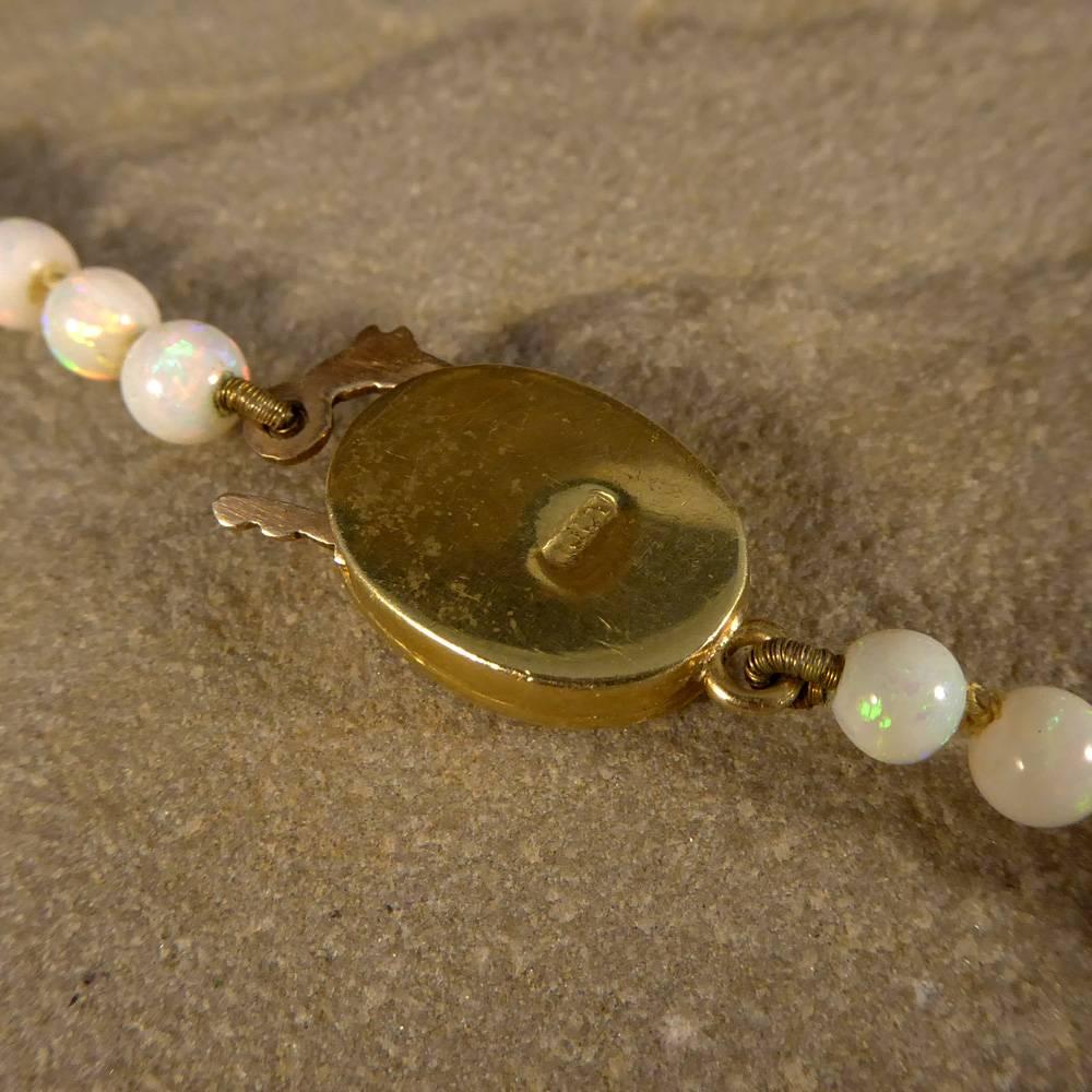 Edwardian Opal Beaded Necklace with 15 Carat Gold Clasp In Good Condition In Yorkshire, West Yorkshire
