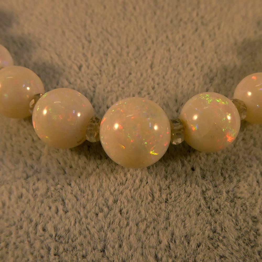 Edwardian Opal Beaded Necklace with 15 Carat Gold Clasp 3