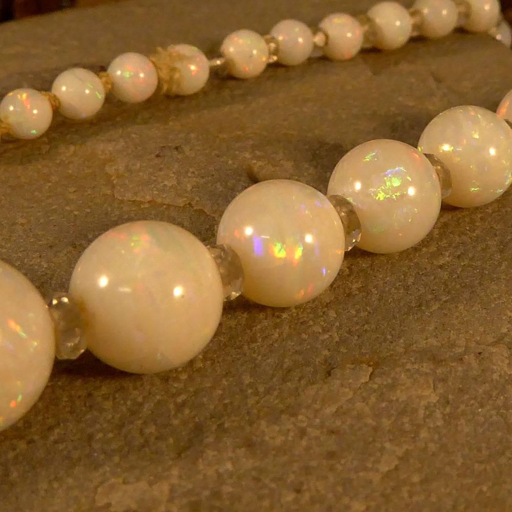 Edwardian Opal Beaded Necklace with 15 Carat Gold Clasp 4