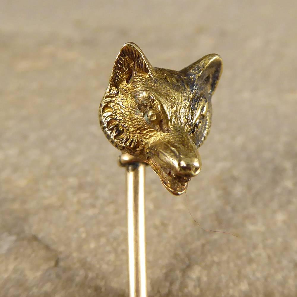 This fascinating antique pin features a fox head in spectacular detail. Made in the Edwardian era, the head has been set in 15ct gold, and the pin in 9ct gold.
An interesting find that would also make a great ring conversion!

Condition: Very Good,