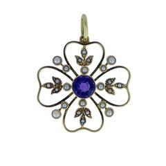 Art Nouveau Amethyst and Pearl Pendant, Edwardian, circa 1900