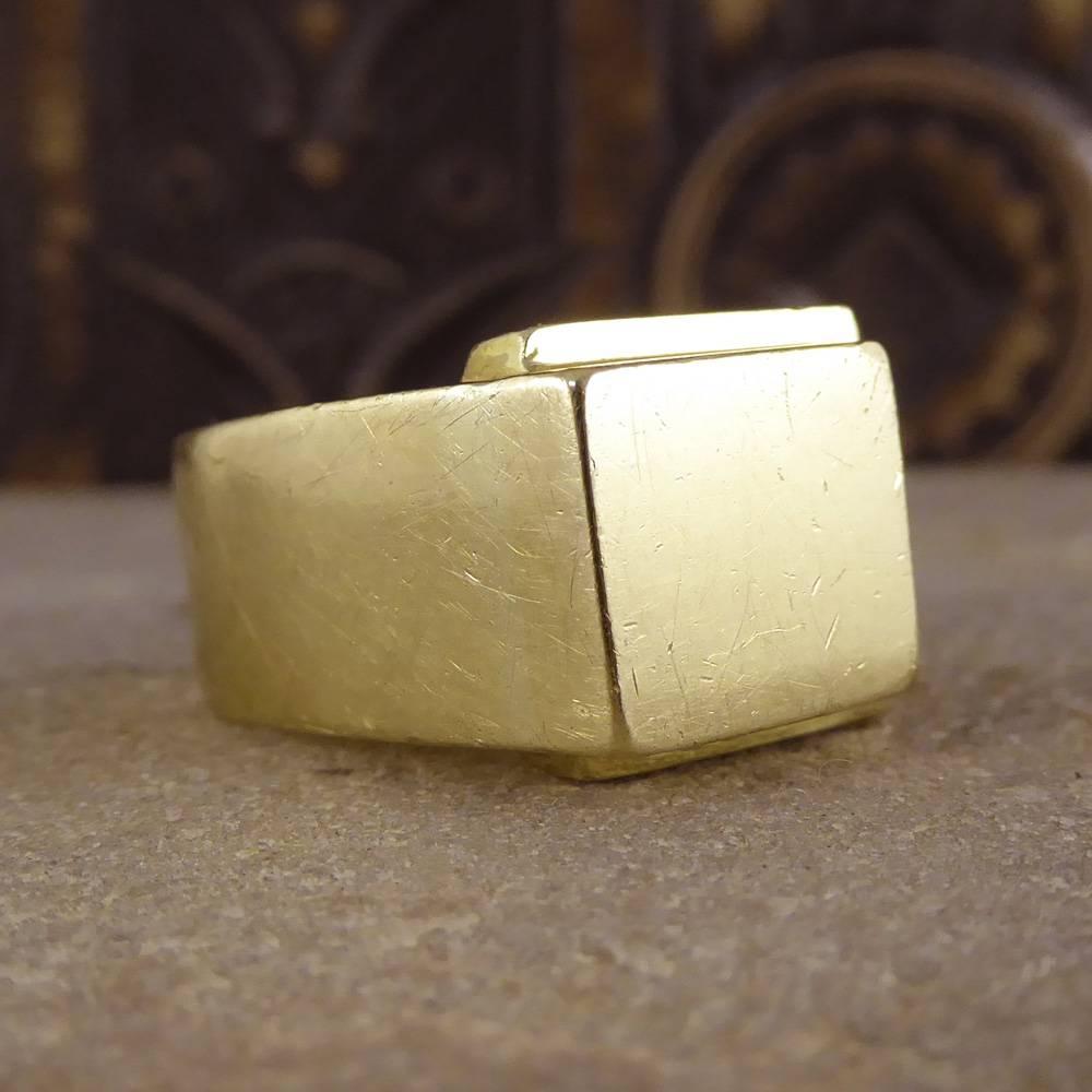 Vintage Men’s Heavy Square Ring in 18 Carat Yellow Gold at