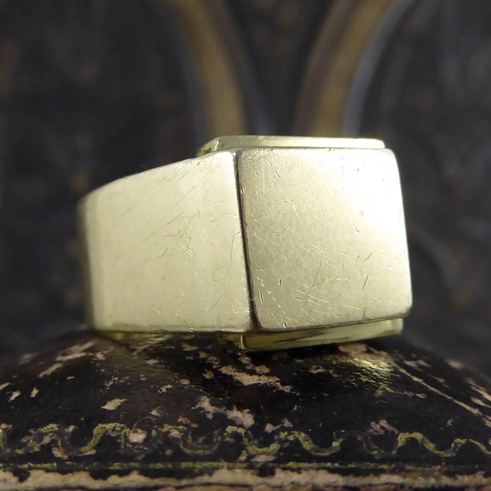 Vintage Men’s Heavy Square Ring in 18 Carat Yellow Gold at