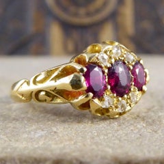 Edwardian Garnet and Diamond Ring Modeled in 18 Carat Gold