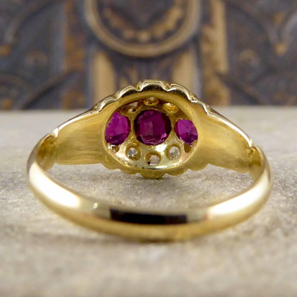 Women's or Men's Edwardian Garnet and Diamond Ring Modeled in 18 Carat Gold