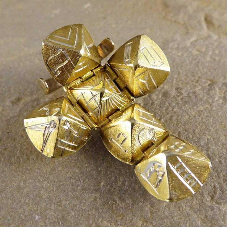 Vintage Masonic Ball Folding Orb Gold and Silver Pendant at 1stDibs