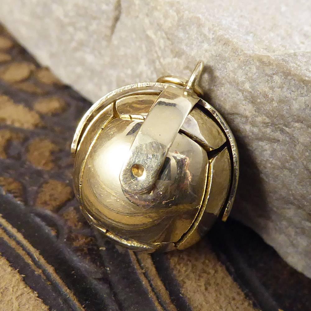 Vintage Masonic Ball Folding Orb Gold and Silver Pendant In Good Condition In Yorkshire, West Yorkshire