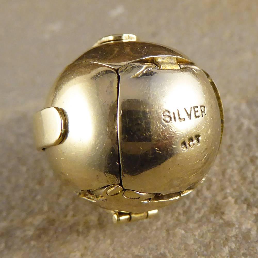 Vintage Masonic Ball Folding Orb Gold and Silver Pendant 2