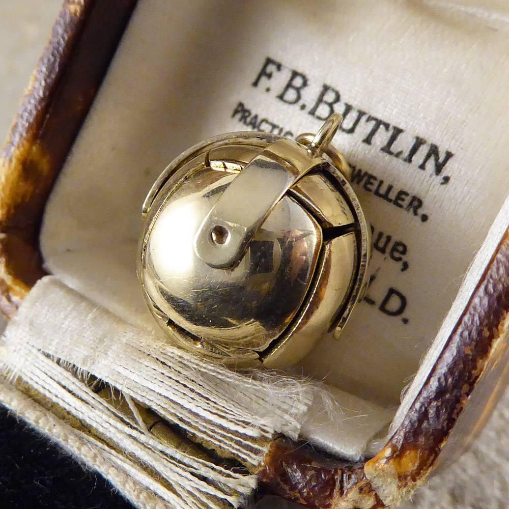 Vintage Masonic Ball Folding Orb Gold and Silver Pendant 3