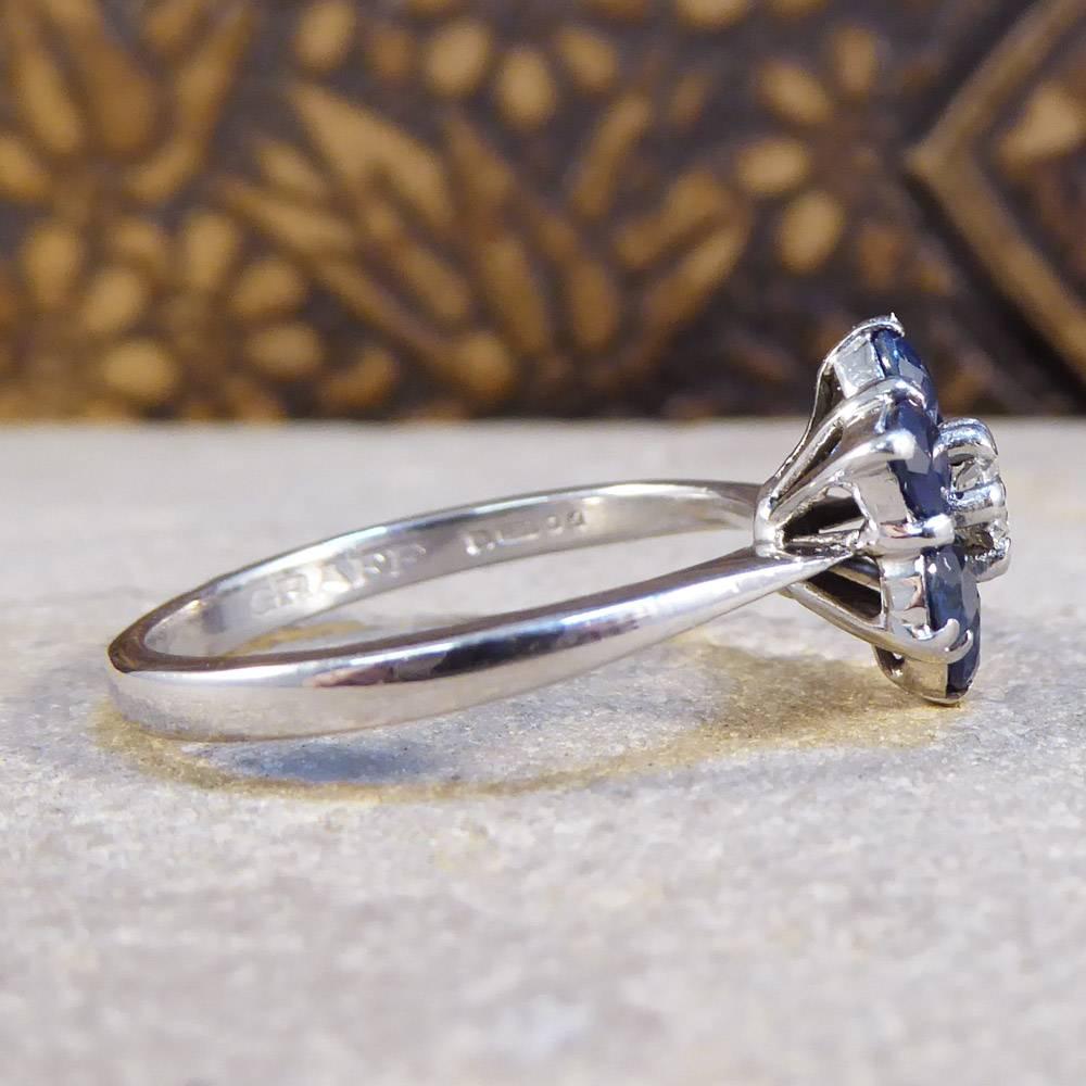 Graff Sapphire and Diamond Cluster 18 Carat White Gold Ring In Good Condition In Yorkshire, West Yorkshire