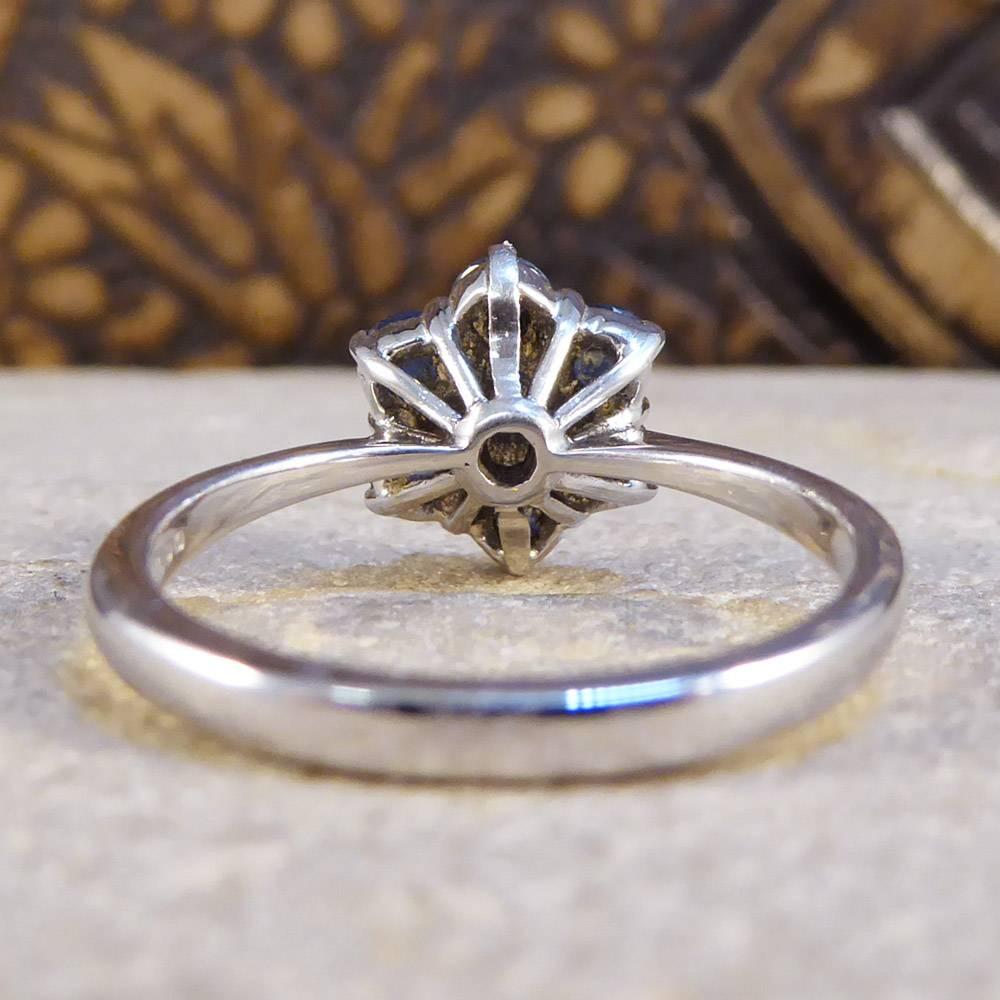 Women's Graff Sapphire and Diamond Cluster 18 Carat White Gold Ring