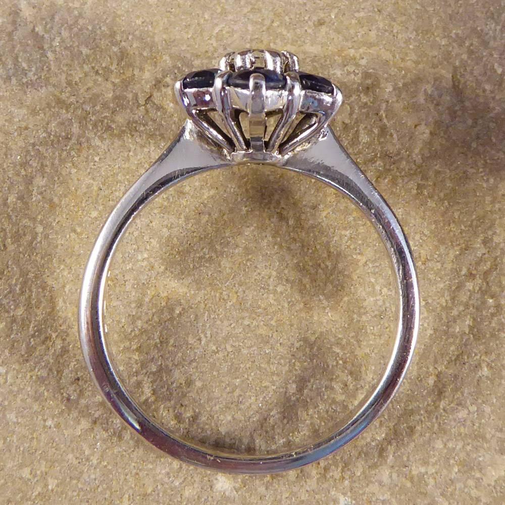Graff Sapphire and Diamond Cluster 18 Carat White Gold Ring 3