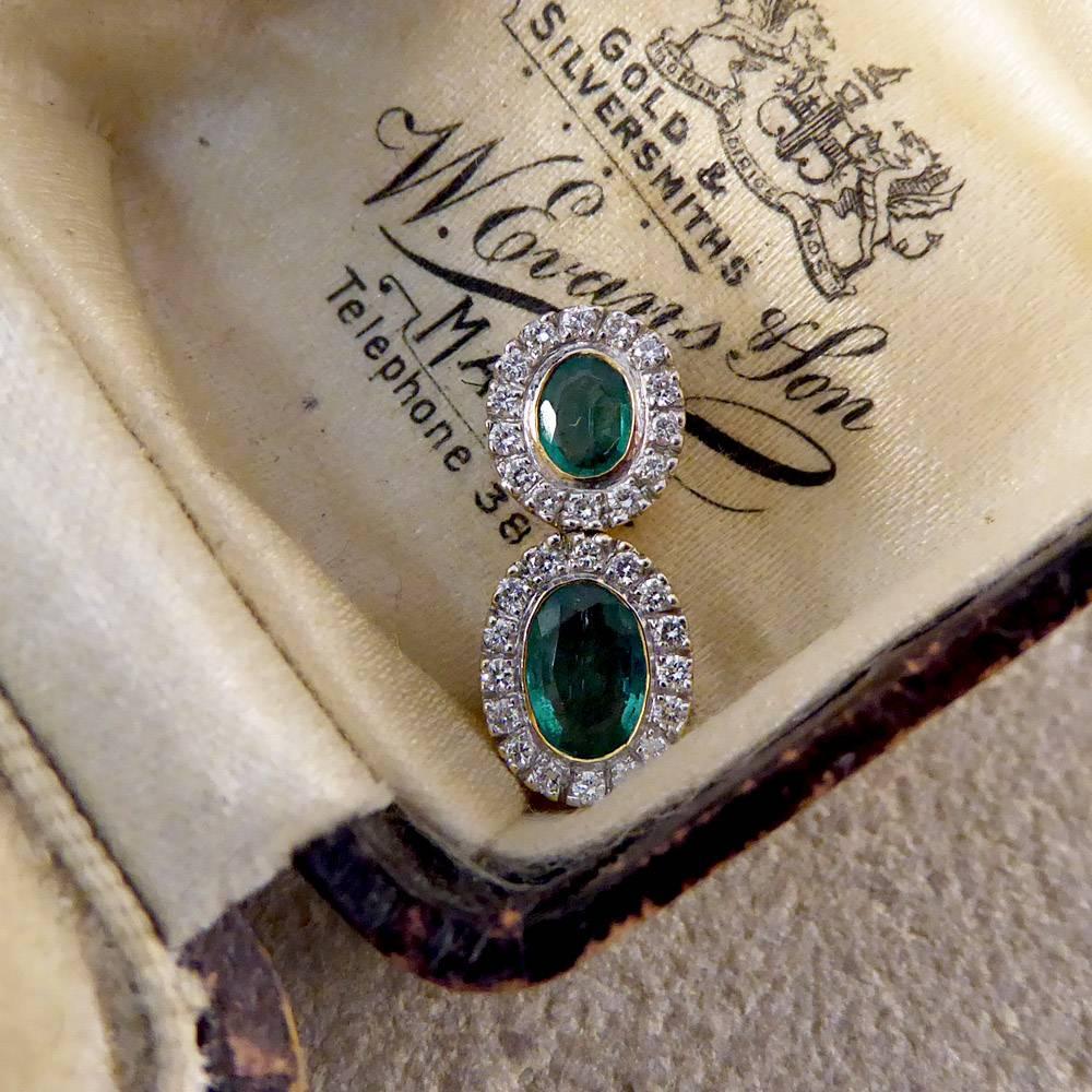 Women's Diamond and Emerald 18 Carat Gold Drop Pendant