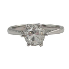 Vintage 1.02 Carat Old European Cut Diamond Solitaire Engagement Ring, Platinum
