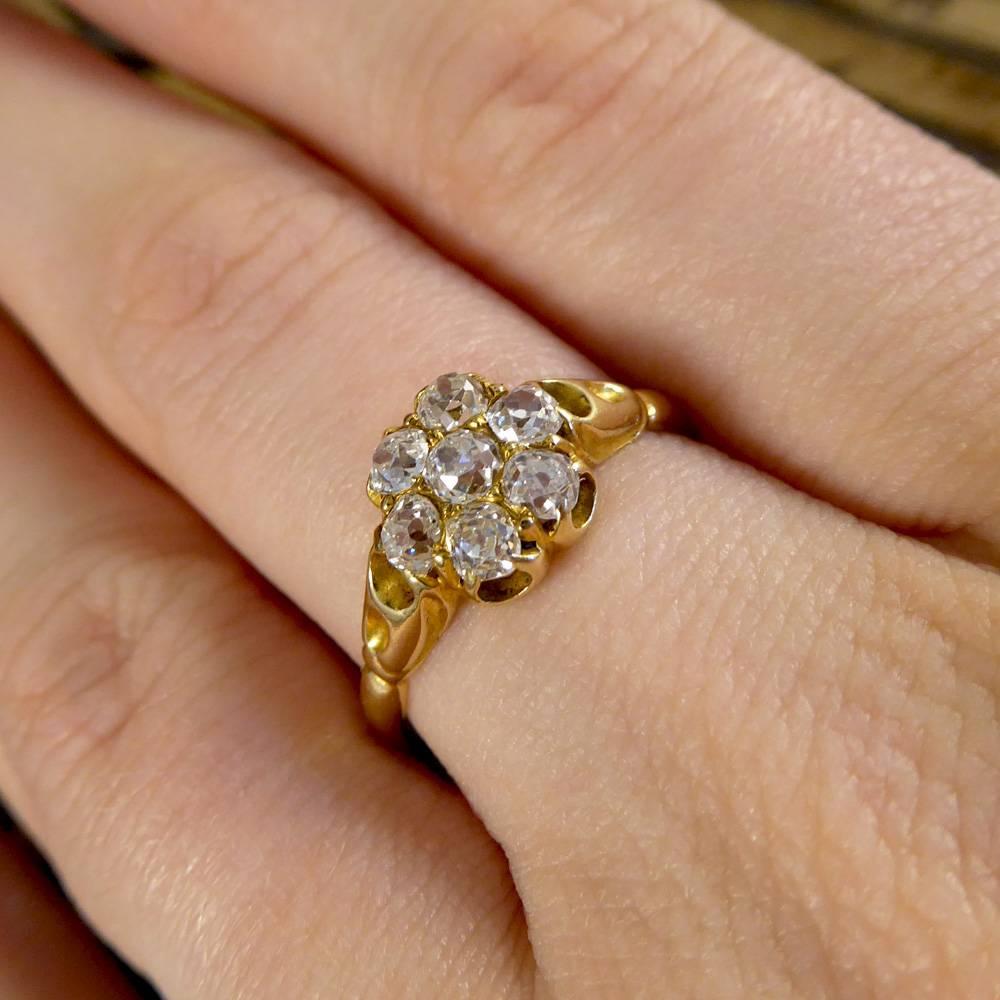 Victorian Antique Flower Cluster Diamond 18 Carat Gold Ring In Good Condition In Yorkshire, West Yorkshire