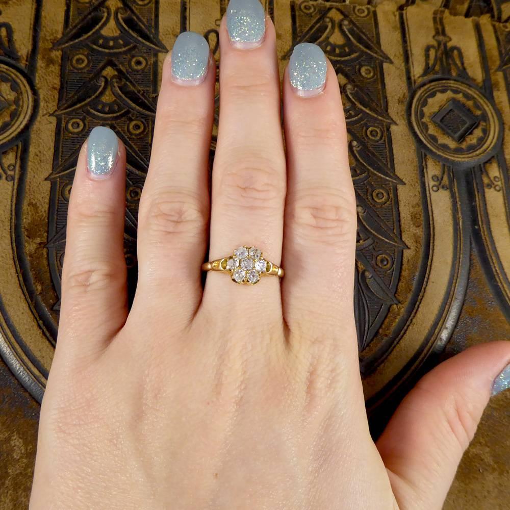 Women's Victorian Antique Flower Cluster Diamond 18 Carat Gold Ring