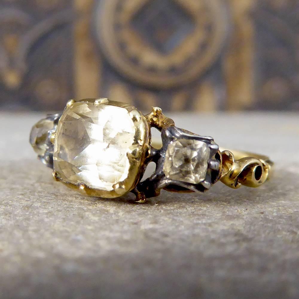Women's Georgian Foiled Back Paste Three-Stone 18 Carat Gold Ring