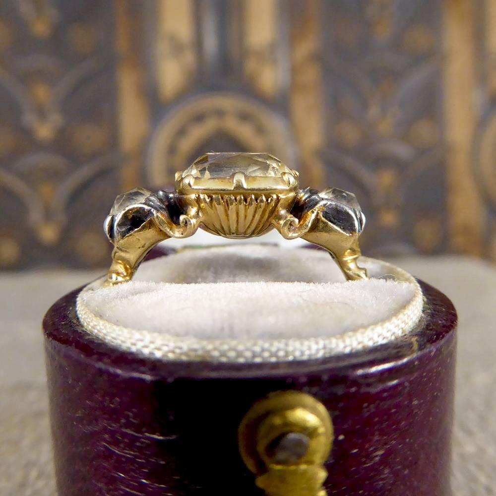 Georgian Foiled Back Paste Three-Stone 18 Carat Gold Ring 2