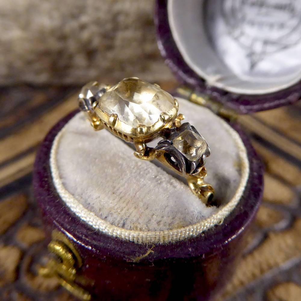 Georgian Foiled Back Paste Three-Stone 18 Carat Gold Ring 5