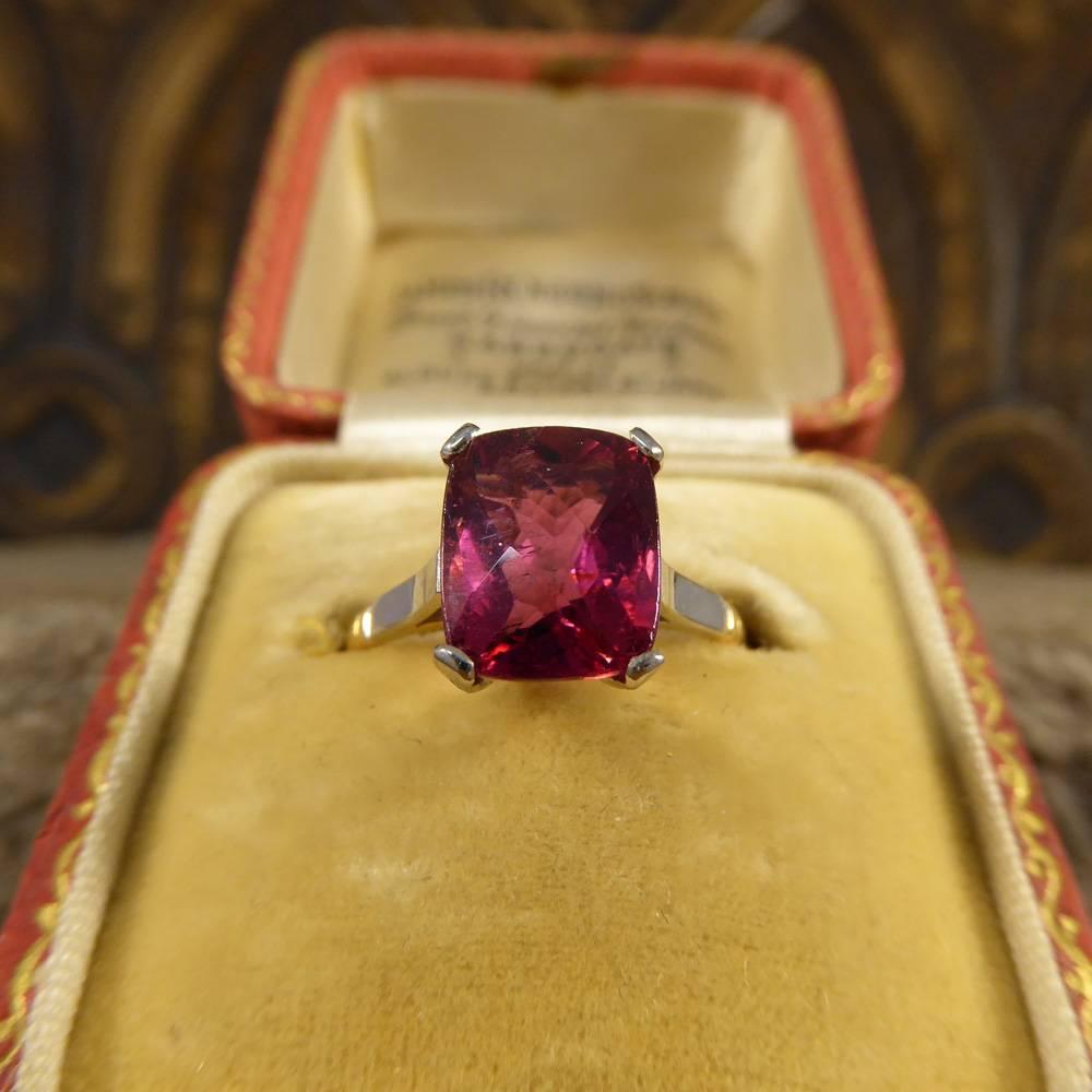 Pink Tourmaline 22 Carat Gold Ring, circa 1930s 3