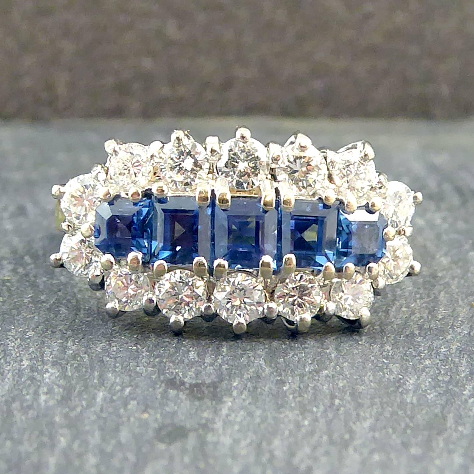 1980s Vintage Sapphire Diamond Cluster 5