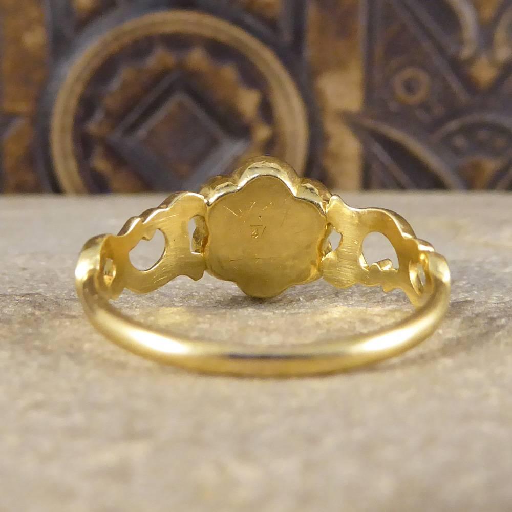 Women's Victorian Flower Mourning 15 Carat Gold Ring