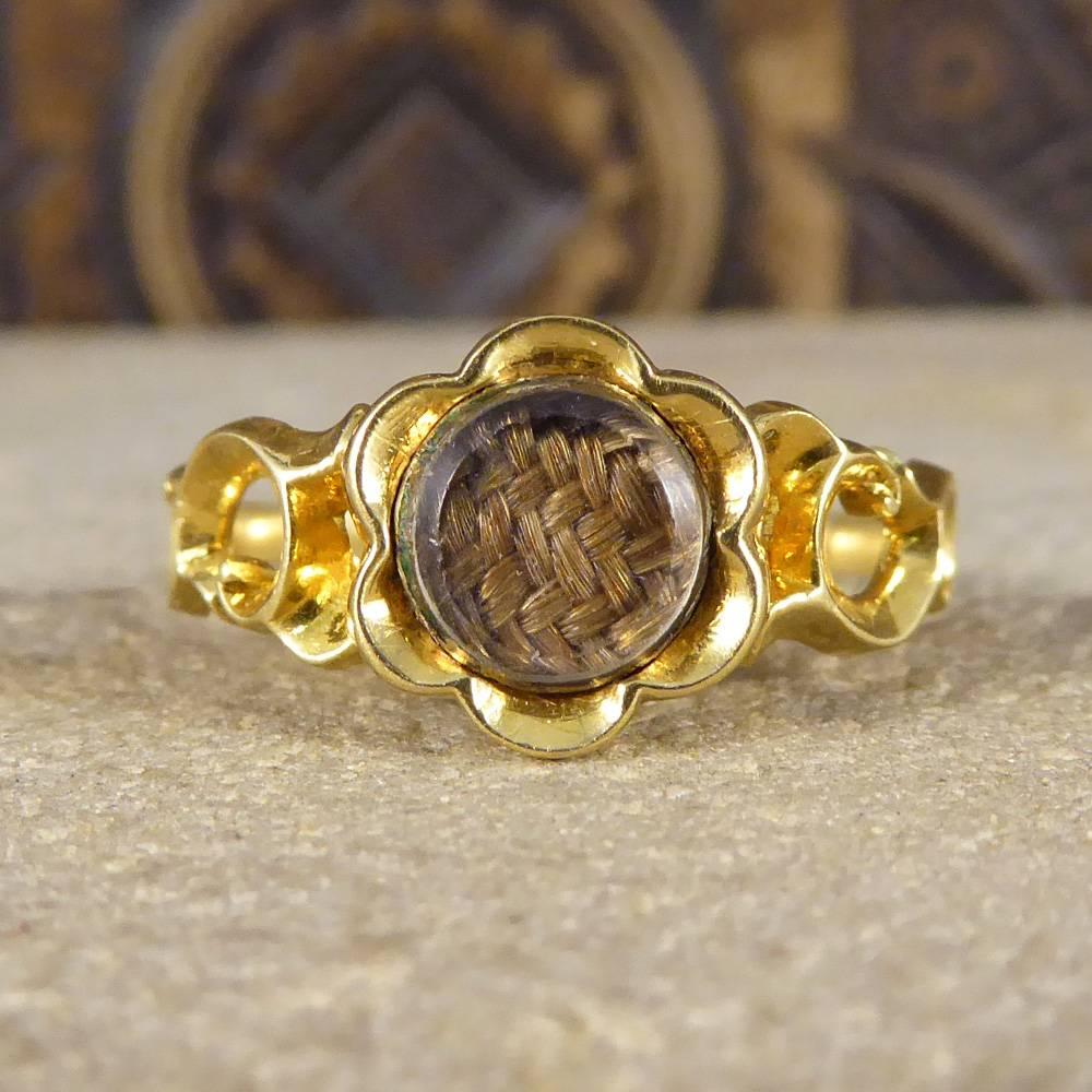 Victorian Flower Mourning 15 Carat Gold Ring 2