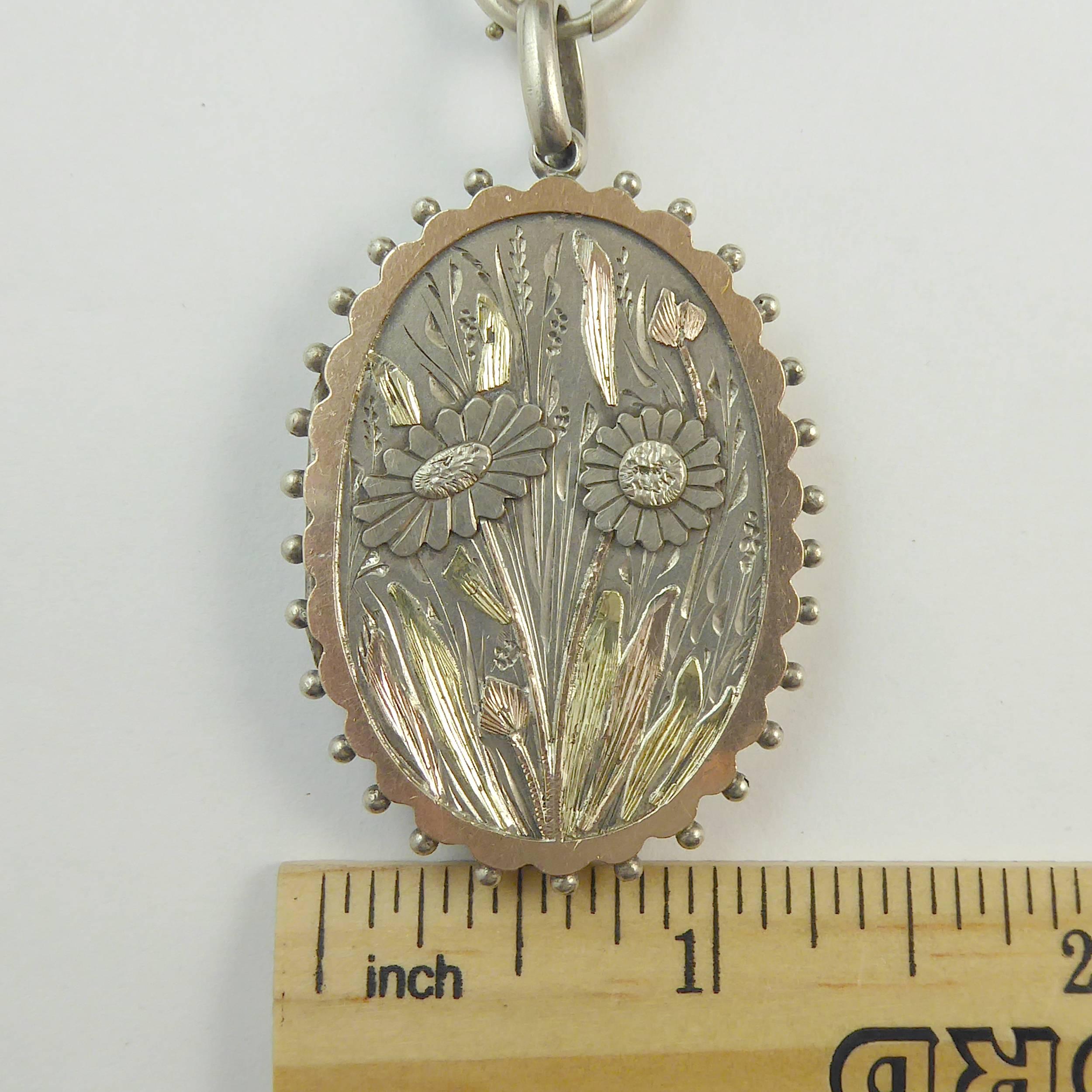 Victorian Locket and Chain, Chinoiserie Style, Created in 1872 5