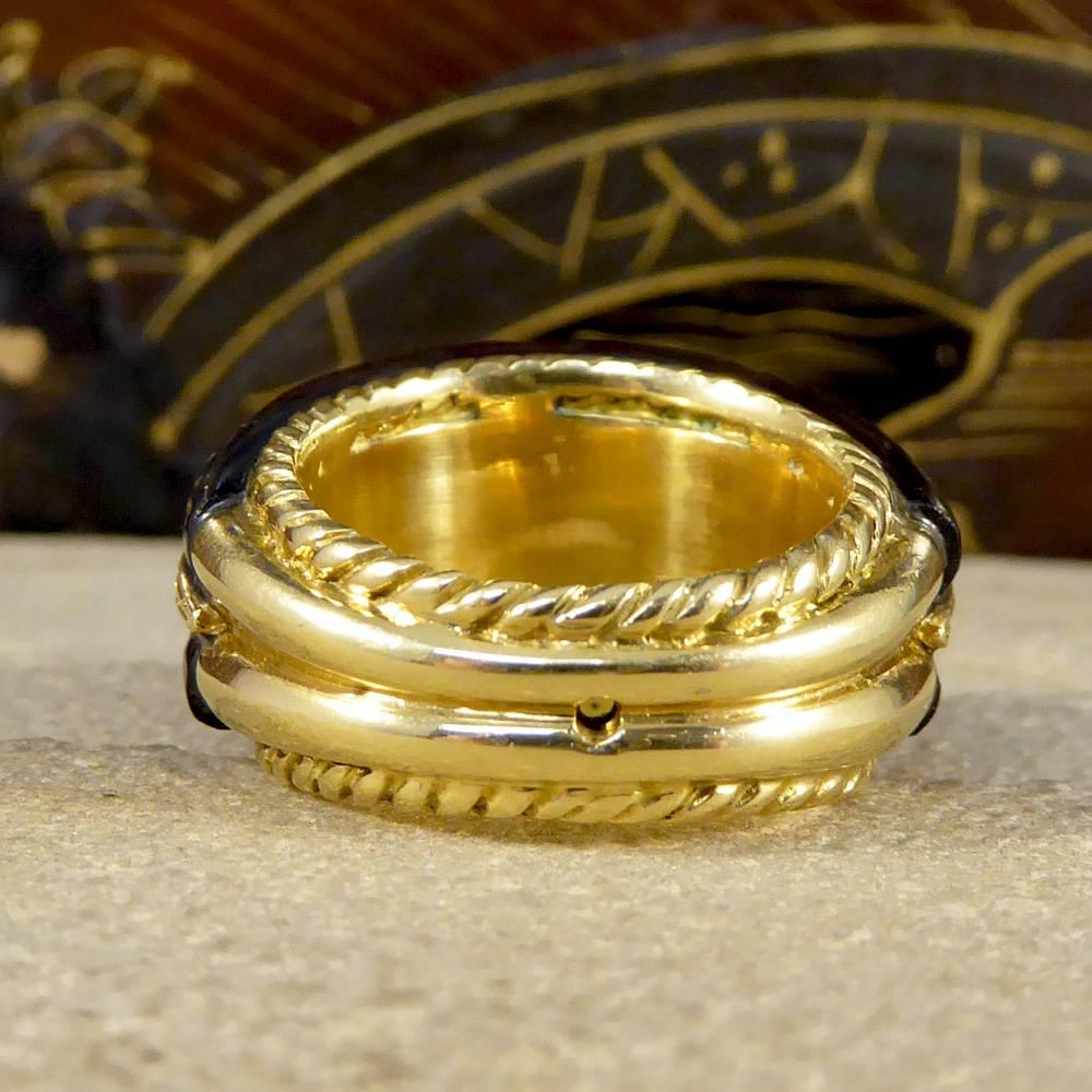Women's Vintage Black Onyx and Diamond 18 Carat Gold Ring