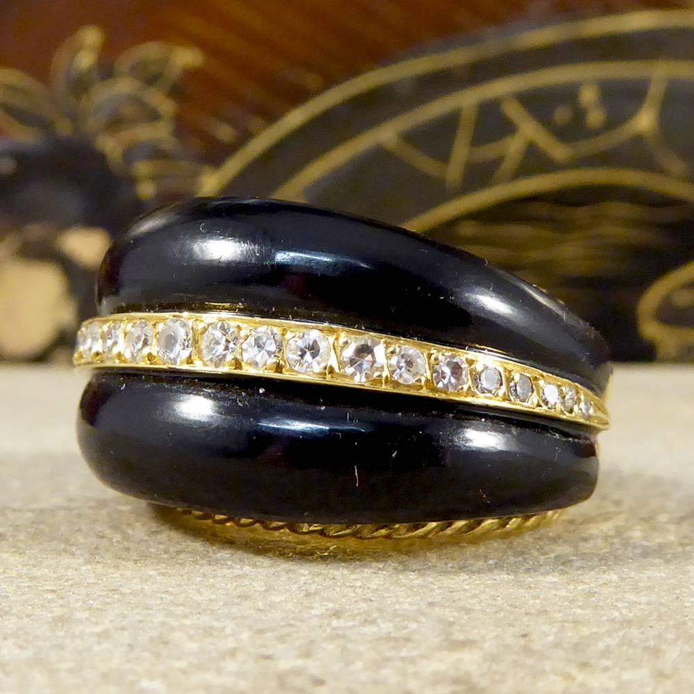 Vintage Black Onyx and Diamond 18 Carat Gold Ring 1