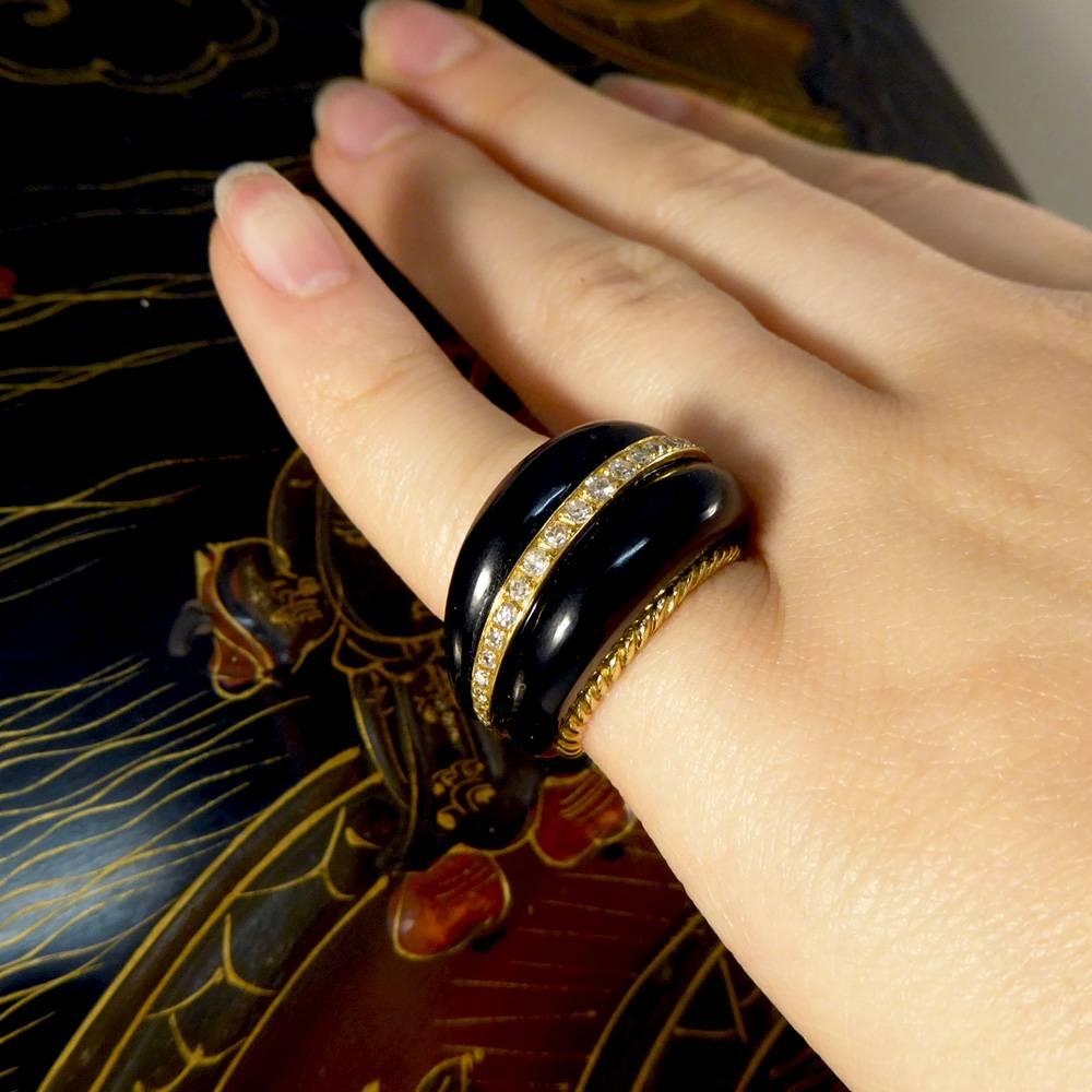 Vintage Black Onyx and Diamond 18 Carat Gold Ring 3