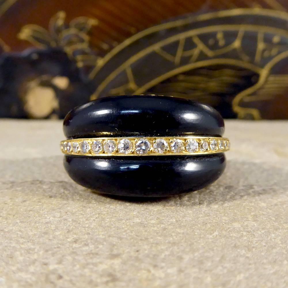 Vintage Black Onyx and Diamond 18 Carat Gold Ring 5