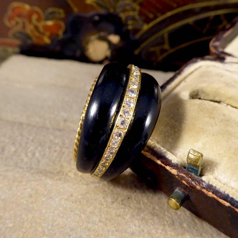 Vintage Black Onyx and Diamond 18 Carat Gold Ring 6
