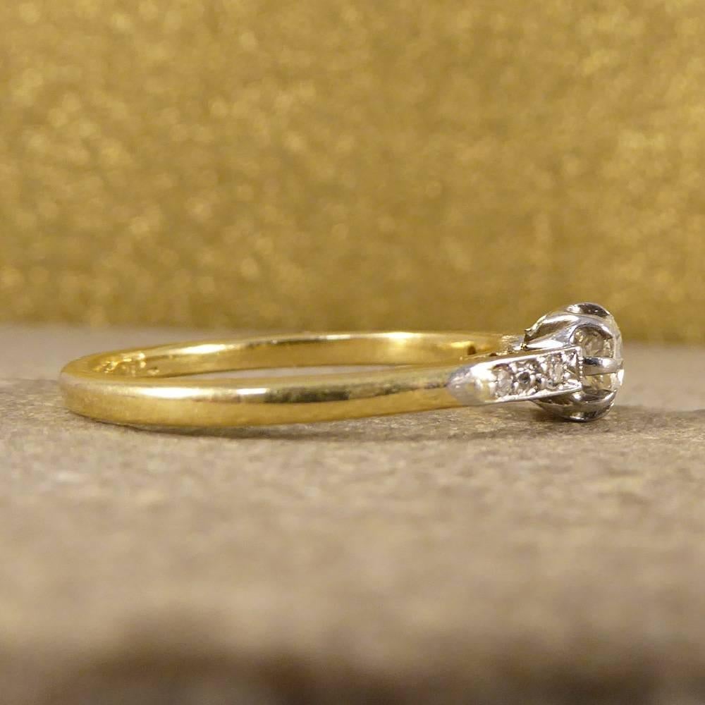 Old European Cut Edwardian Diamond Engagement Ring in 18 Carat Gold and Platinum