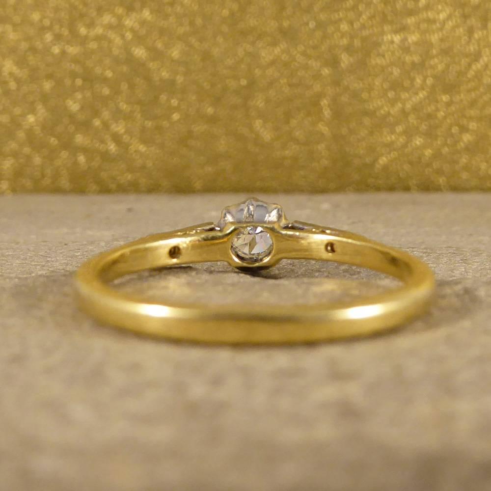 Edwardian Diamond Engagement Ring in 18 Carat Gold and Platinum In Good Condition In Yorkshire, West Yorkshire