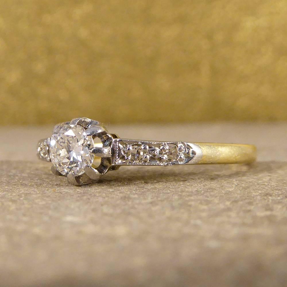 Women's Edwardian Diamond Engagement Ring in 18 Carat Gold and Platinum