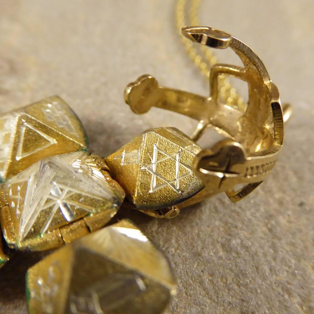 Women's or Men's Vintage Masonic Orb Locket Pendant on 9 Carat Gold Chain