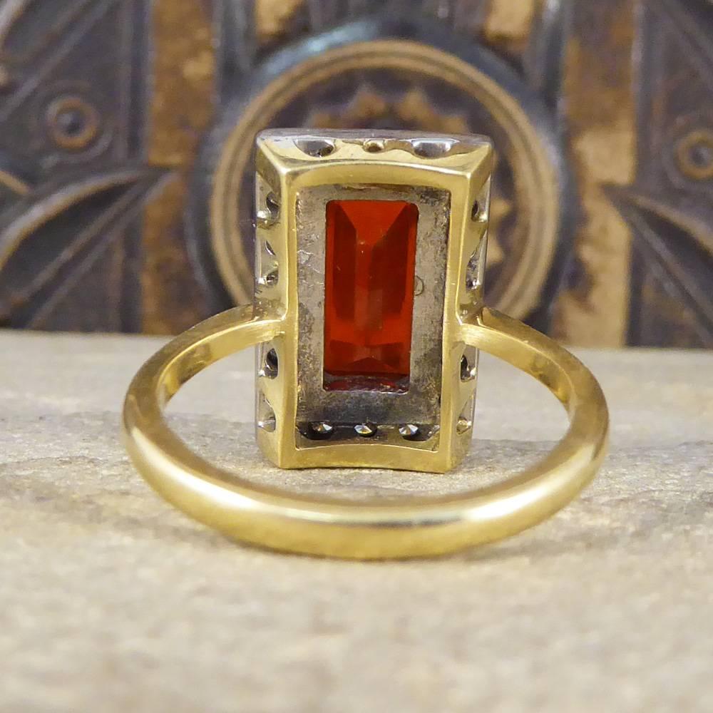 Vintage 18 Carat Fire Opal and Diamond Cluster Ring In Good Condition In Yorkshire, West Yorkshire