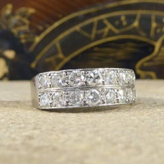 Vintage Diamond Double Row 18 Carat White Gold Ring