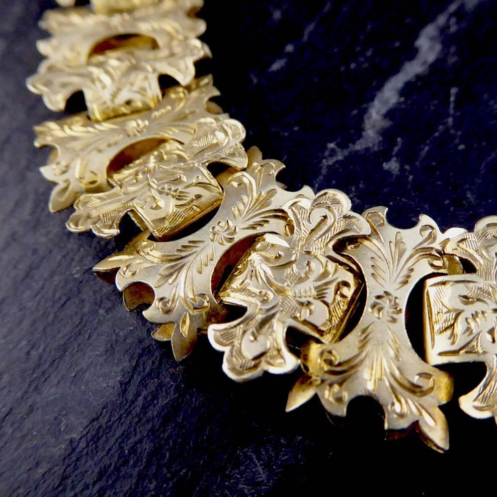 Antique Victorian Link Chain Silver Gilt Necklace 1