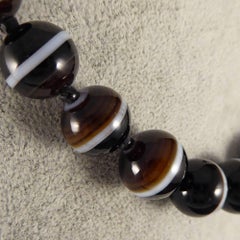 Antique Victorian Banded Agate Bead Necklace