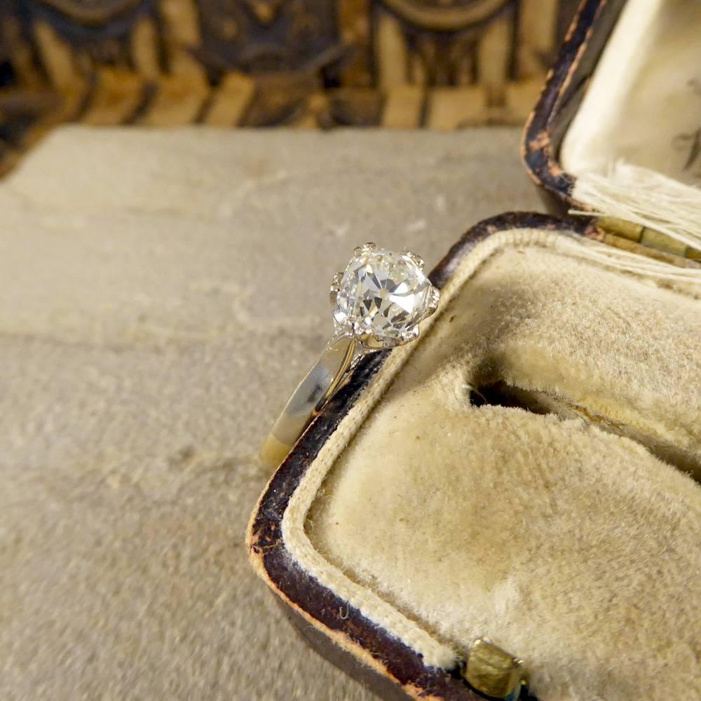 Vintage 1.4 Carat Diamond Solitaire Engagement Ring in 18 Carat Gold 2
