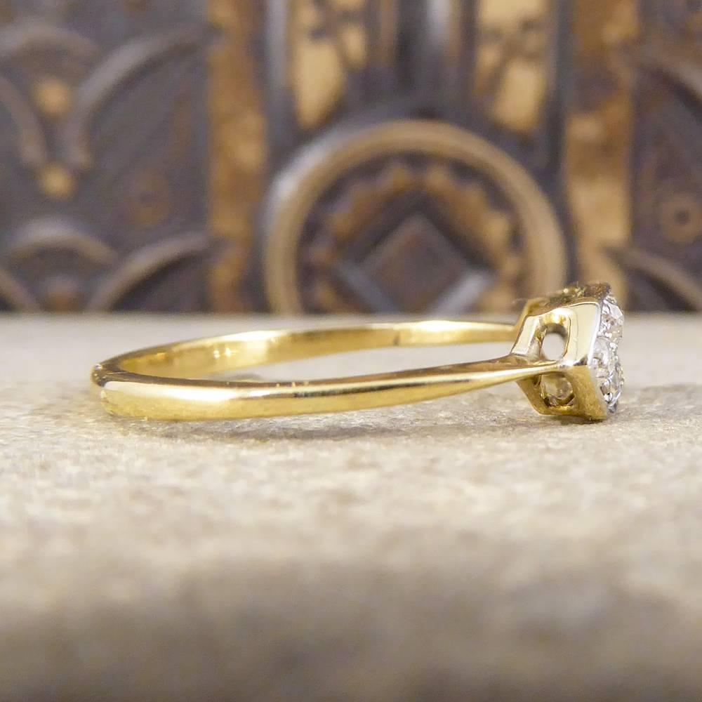 Art Deco Double Row Diamond Ring in Platinum and 18 Carat Yellow Gold In Good Condition In Yorkshire, West Yorkshire