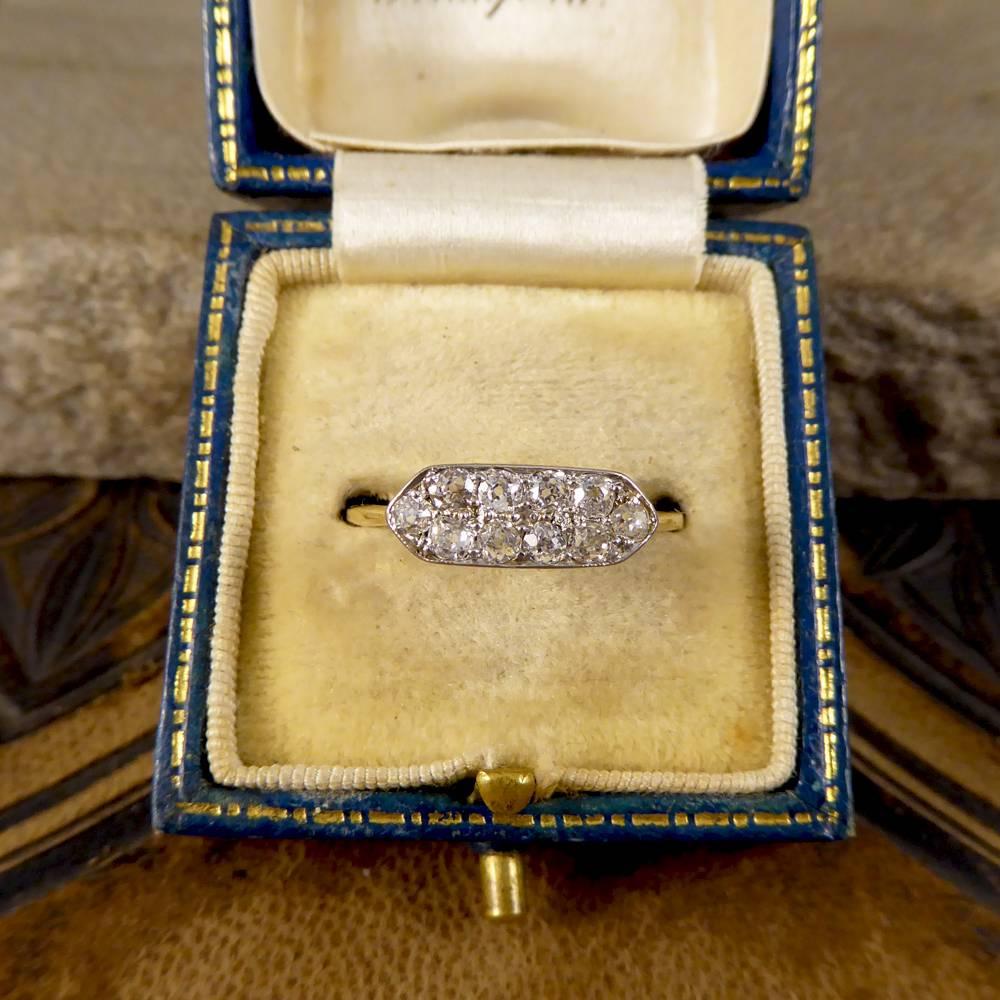 Art Deco Double Row Diamond Ring in Platinum and 18 Carat Yellow Gold 5