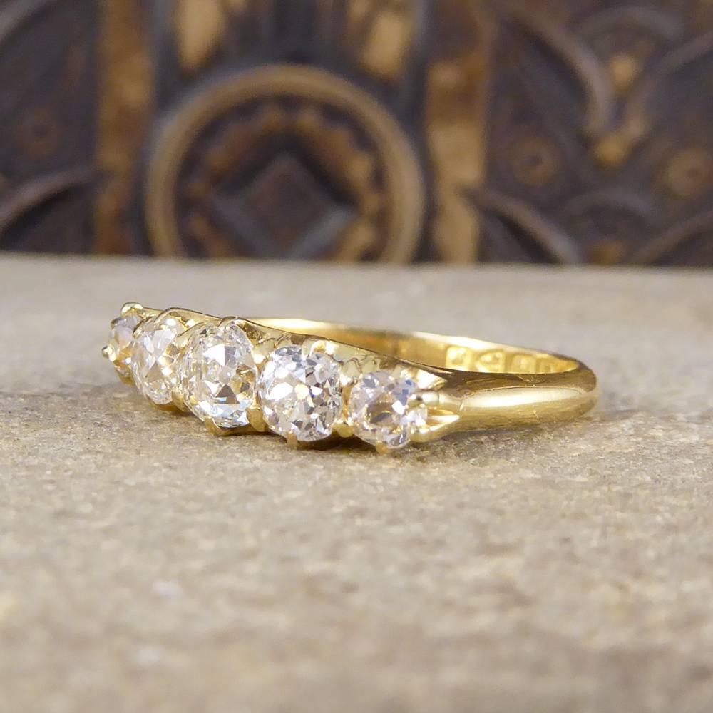 Antique Edwardian Five-Stone Diamond 18 Carat Gold Ring 1