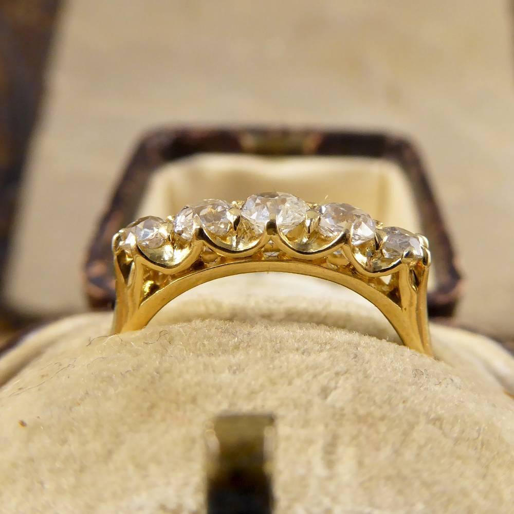 Antique Edwardian Five-Stone Diamond 18 Carat Gold Ring 5